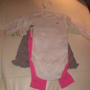 Carters 3 pc set polka dot pink girls baby outfit